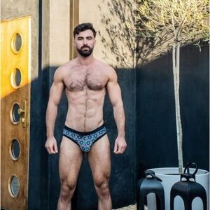 Andrew Christian Parker Bikini Small Black White Blue NWT 78